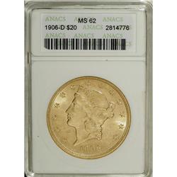 1906-D $20 MS62 ANACS. NGC Census: (501/392). PCGS