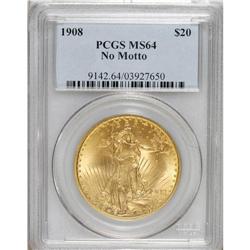 1908 $20 No Motto MS64 PCGS. PCGS Population (2250