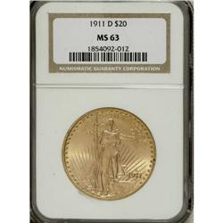 1911-D $20 MS63 NGC. NGC Census: (2295/5211). PCGS