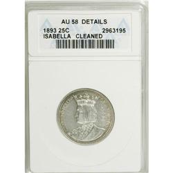 1893 25C Isabella Quarter--Cleaned--ANACS. . NGC Censu