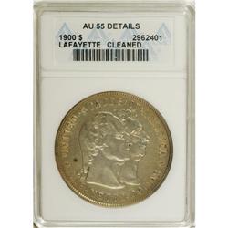 1900 $1 Lafayette Dollar--Cleaned--ANACS. AU55 Detai