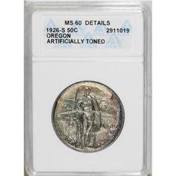 1926-S 50C Oregon MS60 ANACS. NGC Census: (1/2237). PC