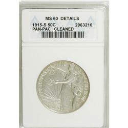 1915-S 50C Panama-Pacific--Cleaned--ANACS. . NGC Censu