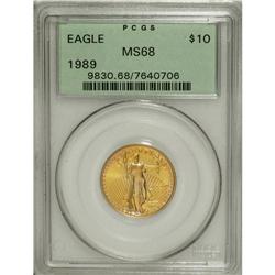 1989 G$10 Quarter-Ounce Gold Eagle MS68 PCGS. PCGS