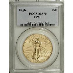 1990 G$50 One-Ounce Gold Eagle MS70 PCGS. PCGS Pop