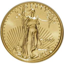 1992 G$5 Tenth-Ounce Gold Eagle MS70 NGC. NGC Census: