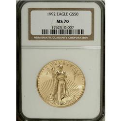 1992 G$50 One-Ounce Gold Eagle MS70 NGC. NGC Censu