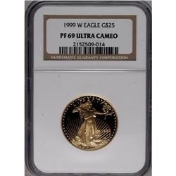 1999-W G$25 Half-Ounce Gold Eagle PR69 Deep Cameo NG