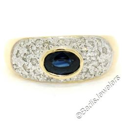 14kt Yellow Gold 0.85 ctw Oval Sapphire and Round Diamond Band Ring