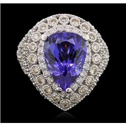 14KT White Gold 9.78 ctw Tanzanite and Diamond Ring