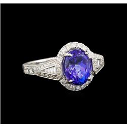 14KT White Gold 4.51 ctw Tanzanite and Diamond Ring