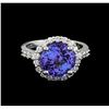 Image 2 : 4.34 ctw Tanzanite and Diamond Ring - 14KT White Gold