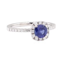0.77 ctw Sapphire and Diamond Ring - 14KT White Gold
