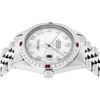 Image 9 : Rolex Mens Stainless Steel Silver MOP Roman 36MM Diamond & Ruby Datejust Wristwa