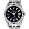 Image 1 : Rolex Mens Stainless Steel Black Baguette Diamond Dial & Sapphire Datejust Wrist