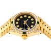Image 2 : Rolex Ladies 18K Yellow Gold Black Diamond And Emerald President With Rolex Box