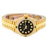 Image 4 : Rolex Ladies 18K Yellow Gold Black Diamond And Emerald President With Rolex Box