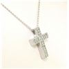 Image 2 : NEW 14k White Gold .65 ctw Pave Set Diamond Box Milgrain Cross Pendant w/ Chain