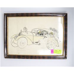 1920'S WATERCOLOR COMIC DRAWING ORIGINAL