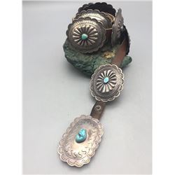 Vintage Turquoise and Sterling Silver Concho Belt