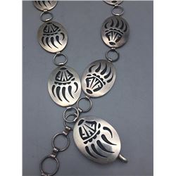 Bear Paw Overlay Sterling Silver Concho Belt