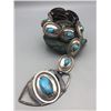 Image 1 : Eye Catching Sterling Silver and Turquoise Concho Belt