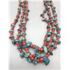 Image 1 : 3 Strand Turquoise and Coral Necklace