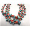 Image 4 : 3 Strand Turquoise and Coral Necklace