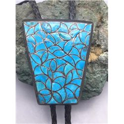 Vintage Fish Scale Inlay Bolo Tie