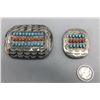 Image 2 : Turquoise and Coral Belt Buckle and Bolo Slide Set