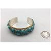 Image 2 : Unusual Sterling Silver, Gold Plate and Inlay Turquoise Bracelet