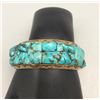 Image 8 : Unusual Sterling Silver, Gold Plate and Inlay Turquoise Bracelet