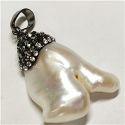 Silver Pearl Onyx Cubic Zirconia Pendant (~weight 11g), Suggested Retail Value $600 (Estimated Selli