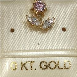 10K Yellow Gold Cubic Zirconia Pink, White Pendant, Made in Canada, Suggested Retail Value $60