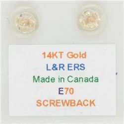14K Yellow Gold Screwback Earrings, Made in Canada, Suggested Retail Value $140