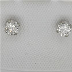 14K White Gold Diamond(0.27ct) Brilliant Cut, I-2 To I-3 Quality Earrings (~weight 0.43g), Made in C