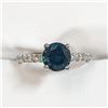 Image 3 : Platinum Treated Blue Diamond(I1,1Ct) 40 Side Diamond(0.4ct) Ring (~Size 4)(Ring is resizable for $4