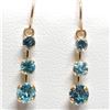 Image 1 : 10K Yellow Gold Blue Zircon(1.2ct) Hanging Earrings Earrings, Made in Canada, Suggested Retail Value