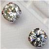 Image 1 : 10K White Gold Moissanite(1.5ct) Hand Assembled , Light Bluish Green Earrings (~weight 0.66g), Made 
