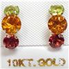Image 1 : 14K Yellow Gold Citrine Garnet Peridot Earrings, Made in Canada, Suggested Retail Value $600 (Estima