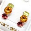 Image 3 : 14K Yellow Gold Citrine Garnet Peridot Earrings, Made in Canada, Suggested Retail Value $600 (Estima