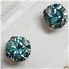 Image 5 : 10K Wg Moissanite(1.5ct) Greenish Blue Colour Earrings (~weight 0.69g), Made in Canada, Appraised Re