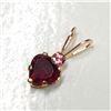 Image 2 : 10K Yellow Gold Garnet(0.5ct) Tourmaline Pendant, Made in Canada, Suggested Retail Value $120