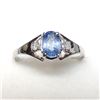 Image 1 : 10K White Gold Natural Blue Sapphire-Ceylon(0.55ct) Diamond(0.04ct) Color F-G,Clarity(I-1 To I-3) Ri