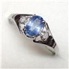 Image 3 : 10K White Gold Natural Blue Sapphire-Ceylon(0.55ct) Diamond(0.04ct) Color F-G,Clarity(I-1 To I-3) Ri