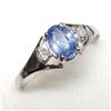 Image 4 : 10K White Gold Natural Blue Sapphire-Ceylon(0.55ct) Diamond(0.04ct) Color F-G,Clarity(I-1 To I-3) Ri
