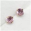 Image 3 : 10K Yellow Gold Cubic Zirconia Pink Earrings, Made in Canada, Suggested Retail Value $80