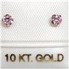 Image 4 : 10K Yellow Gold Cubic Zirconia Pink Earrings, Made in Canada, Suggested Retail Value $80