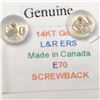 Image 2 : 14K Yellow Gold Screwback Earrings, Made in Canada, Suggested Retail Value $140