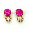 Image 2 : 14K Yellow Gold Ruby Diamond Earrings, Suggested Retail Value $200 (Estimated Selling Price from $30